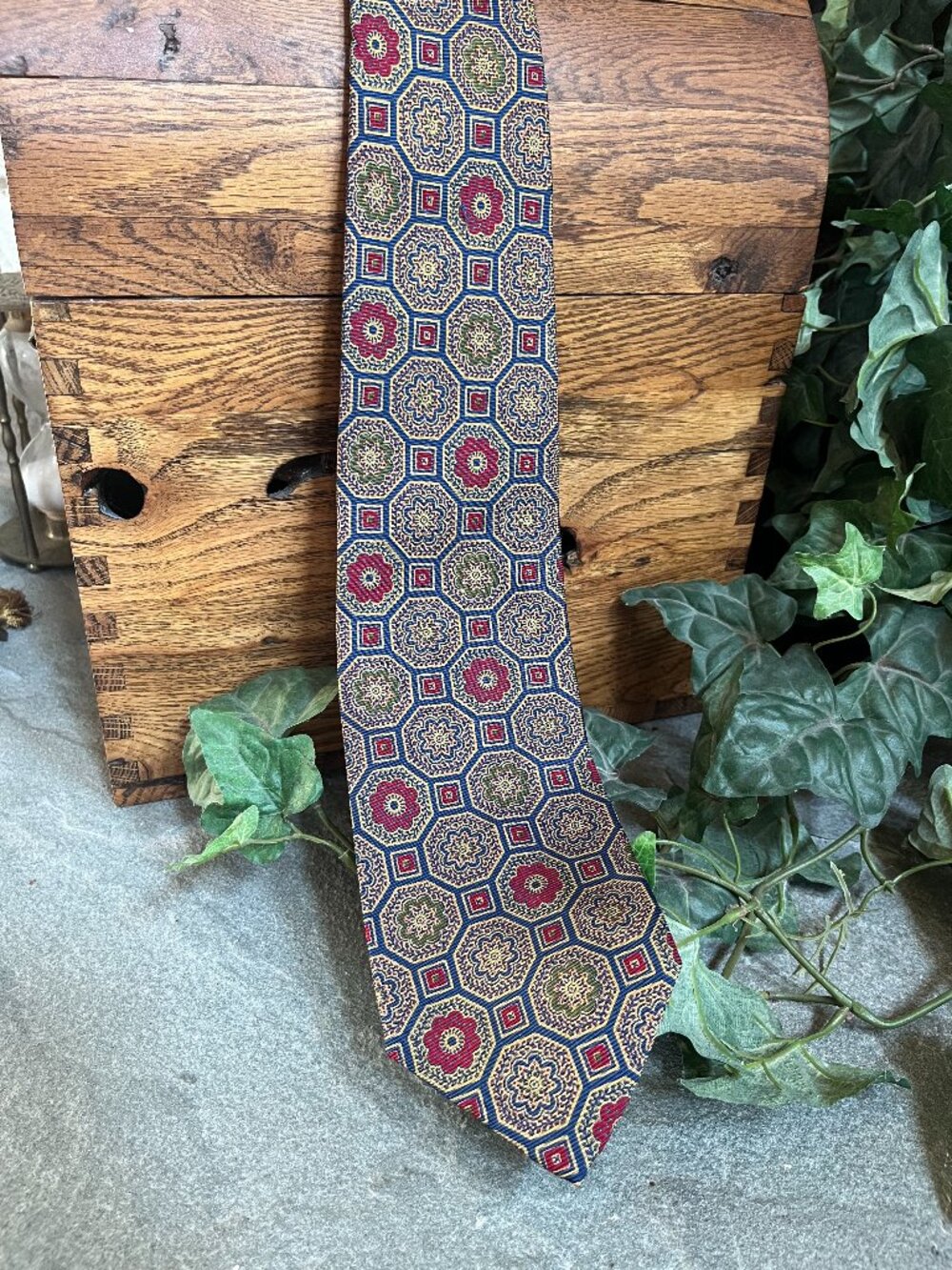 Vintage Polo Ralph Lauren Silk Necktie Medallion Hand Blocked England 80s 90s